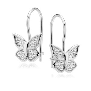 Cercei argint fluturasi cu pietre si tortite DiAmanti Z1067JR_W-DIA (Argint 925‰ 1,1 g.)
